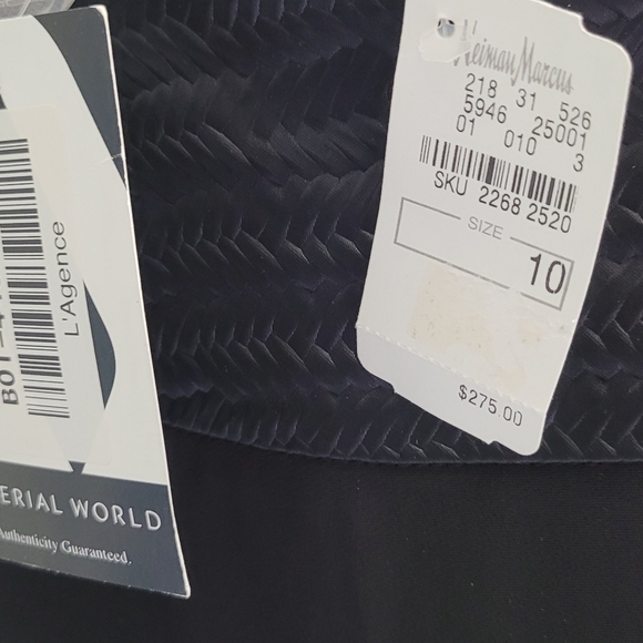 L'AGENCE Black Pencil Skirt Woven Center Slit Size 8 NWT (Marked 10 Runs Small) - Picture 7 of 13